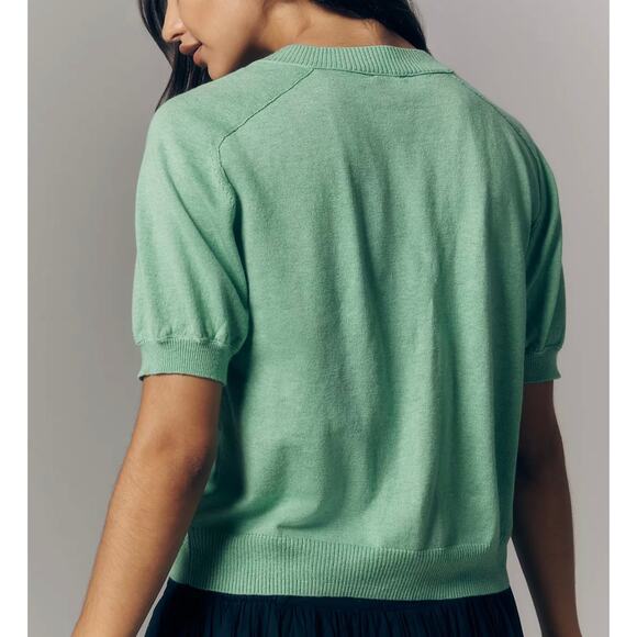 Anthropologie Maeve NEW Short -Sleeve Crew-Neck Cardigan Sweater Size XS - Picture 3 of 10